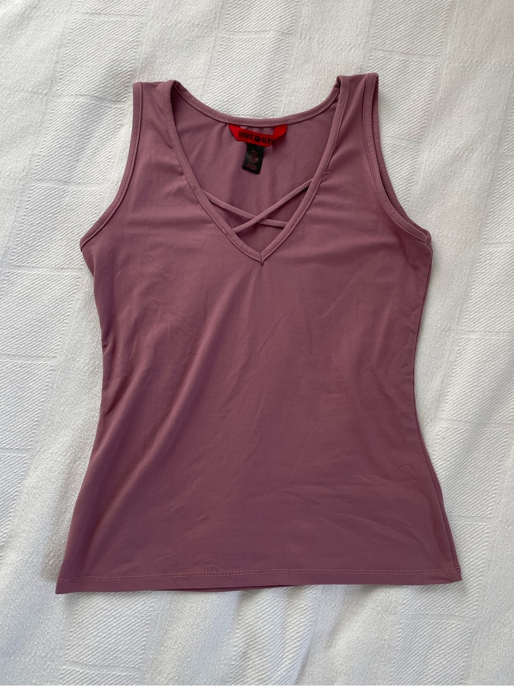 Hot Kiss Mauve Crisscross V-Neck Tank Top